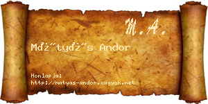 Mátyás Andor névjegykártya